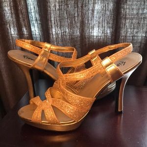 Gold glittered heels